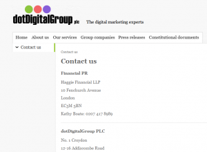 Dot Digital Corporate contact page