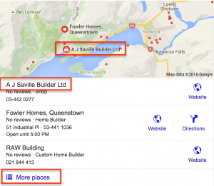 Local google search showing map and address