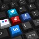 Social media logos on keyboard