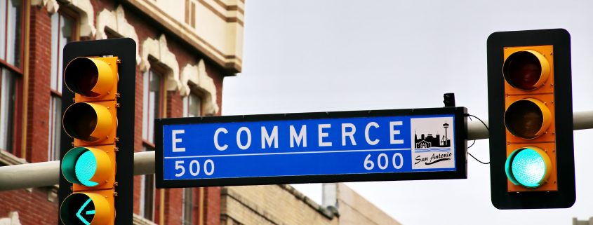 Ecommerce, road sign commerce street